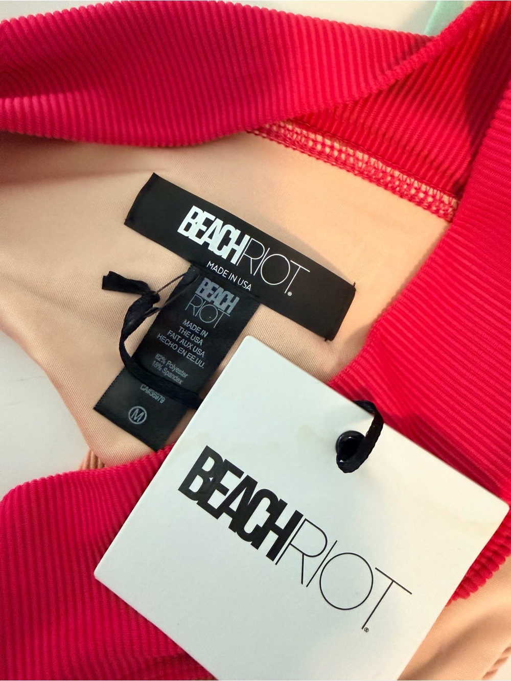 Beach Riot Rouge Colorblock Ribbed Bikini Set - Top S / Bottom M - Picture 4 of 6